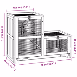 vidaXL Hamster Cage Small Animal Cage Hamster House Rat Cage Solid Wood Fir