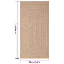 vidaXL Rug Floor Carpet for Indoor and Outdoor Door Mat Kitchen Rug Jute Look - 80 x 150 cm, square - Additional view 6