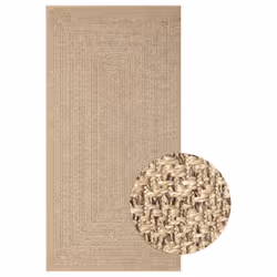 vidaXL Rug Floor Carpet for Indoor and Outdoor Door Mat Kitchen Rug Jute Look - 80 x 150 cm, square - Additional view 7