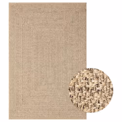 vidaXL Rug Floor Carpet for Indoor and Outdoor Door Mat Kitchen Rug Jute Look - 120 x 170 cm, square