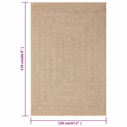 vidaXL Rug Floor Carpet for Indoor and Outdoor Door Mat Kitchen Rug Jute Look - 120 x 170 cm, square - Additional view 6