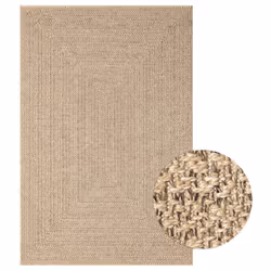 vidaXL Rug Floor Carpet for Indoor and Outdoor Door Mat Kitchen Rug Jute Look - 140 x 200 cm, square