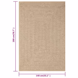 vidaXL Rug Floor Carpet for Indoor and Outdoor Door Mat Kitchen Rug Jute Look - 140 x 200 cm, square - Additional view 4