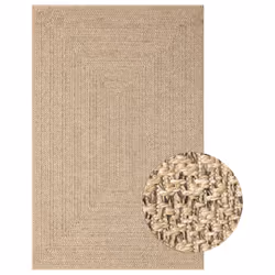 vidaXL Rug Floor Carpet for Indoor and Outdoor Door Mat Kitchen Rug Jute Look - 160 x 230 cm, square