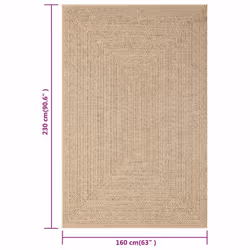 vidaXL Rug Floor Carpet for Indoor and Outdoor Door Mat Kitchen Rug Jute Look - 160 x 230 cm, square