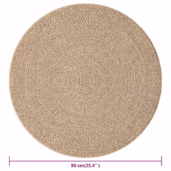 vidaXL Rug Floor Carpet for Indoor and Outdoor Door Mat Kitchen Rug Jute Look - 90 cm, round - Additional view 6