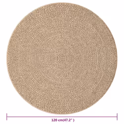 vidaXL Rug Floor Carpet for Indoor and Outdoor Door Mat Kitchen Rug Jute Look - 120 cm, round - Additional view 6