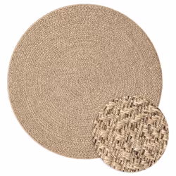 vidaXL Rug Floor Carpet for Indoor and Outdoor Door Mat Kitchen Rug Jute Look - 160 cm, round