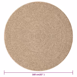 vidaXL Rug Floor Carpet for Indoor and Outdoor Door Mat Kitchen Rug Jute Look - 160 cm, round - Additional view 6