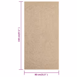vidaXL Rug Floor Carpet for Indoor and Outdoor Door Mat Kitchen Rug Jute Look - 80 x 150 cm, round - Additional view 7