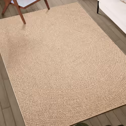 vidaXL Rug Floor Carpet for Indoor and Outdoor Door Mat Kitchen Rug Jute Look - 120 x 170 cm, round