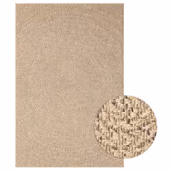 vidaXL Rug Floor Carpet for Indoor and Outdoor Door Mat Kitchen Rug Jute Look - 140 x 200 cm, round