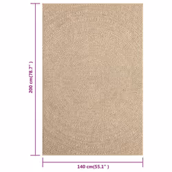 vidaXL Rug Floor Carpet for Indoor and Outdoor Door Mat Kitchen Rug Jute Look - 140 x 200 cm, round - Additional view 7
