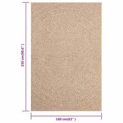 vidaXL Rug Floor Carpet for Indoor and Outdoor Door Mat Kitchen Rug Jute Look - 160 x 230 cm, round - Additional view 3