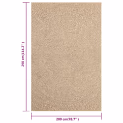 vidaXL Rug Floor Carpet for Indoor and Outdoor Door Mat Kitchen Rug Jute Look - 200 x 290 cm, round - Additional view 7