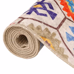 vidaXL Rug Washable Patchwork Anti Slip Home Floor Carpet Floor Area Rug Mat - blue and white, 80 x 300 cm - Additional view 4