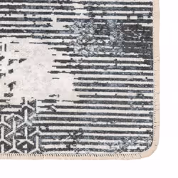 vidaXL Rug Washable Patchwork Anti Slip Home Floor Carpet Floor Area Rug Mat - black and white, 80 x 300 cm - Additional view 2