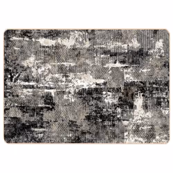 vidaXL Rug Washable Patchwork Anti Slip Home Floor Carpet Floor Area Rug Mat - black and white, 120 x 180 cm