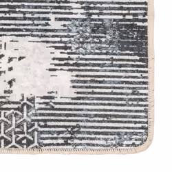 vidaXL Rug Washable Patchwork Anti Slip Home Floor Carpet Floor Area Rug Mat - black and white, 190 x 300 cm - Additional view 2