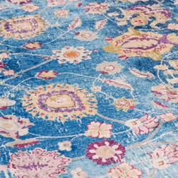 vidaXL Rug Washable Patchwork Anti Slip Home Floor Carpet Floor Area Rug Mat - blue and pink, 80 x 300 cm - Additional view 6