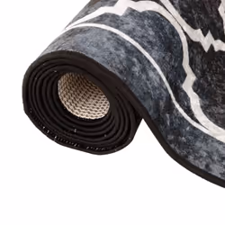 vidaXL Rug Washable Patchwork Anti Slip Home Floor Carpet Floor Area Rug Mat - black and dark grey, 80 x 300 cm - Additional view 4
