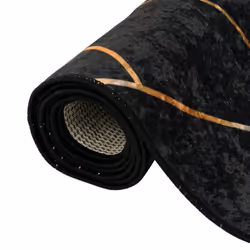 vidaXL Rug Washable Patchwork Anti Slip Home Floor Carpet Floor Area Rug Mat - black and gold, 80 x 300 cm - Additional view 4