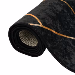 vidaXL Rug Washable Patchwork Anti Slip Home Floor Carpet Floor Area Rug Mat - black and gold, 190 x 300 cm - Additional view 4