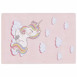 vidaXL Kids' Rug Washable Anti Slip Soft Floor Mat Area Carpet Rug Unicorn - pink