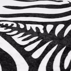 vidaXL Rug Washable Anti Slip Floor Mat Area Carpet Runner Rug Cow Pattern - black and white - Additional view 6