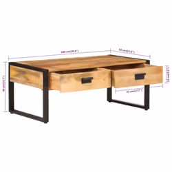 vidaXL Coffee Table Tea Side Table Sofa Couch Table Solid Wood Mango and Iron