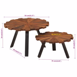 vidaXL Coffee Tables Side Table Sofa Table 2 pcs Solid Wood Reclaimed and Iron - Additional view 7
