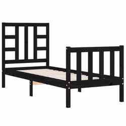 vidaXL Bed Frame Platform Bed with Headboard Black Small Double Solid Wood - black, 75 x 190 cm - Additional view 4