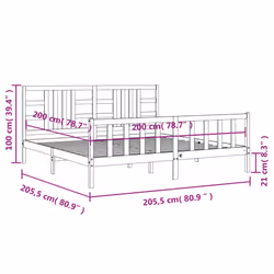vidaXL Bed Frame Platform Bed with Headboard Black Small Double Solid Wood - black, 200 x 200 cm - Additional view 3