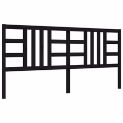 vidaXL Bed Frame Platform Bed with Headboard Black Small Double Solid Wood - black, 200 x 200 cm - Additional view 7