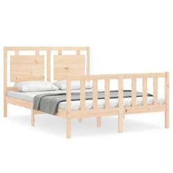 vidaXL Bed Frame Bed Base Platform Bed with Headboard King Size Solid Wood - brown, 140 x 190 cm