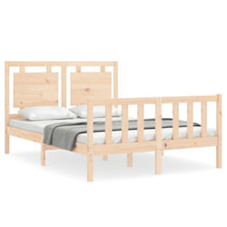 vidaXL Bed Frame Bed Base Platform Bed with Headboard King Size Solid Wood - brown, 120 x 200 cm