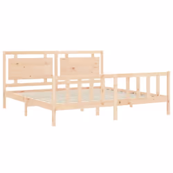 vidaXL Bed Frame Platform Bed with Headboard White Small Single Solid Wood - natural, 180 x 200 cm - Additional view 4