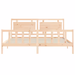 vidaXL Bed Frame Platform Bed with Headboard White Small Single Solid Wood - natural, 180 x 200 cm - Additional view 5