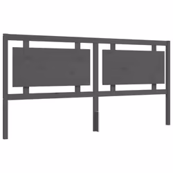 vidaXL Bed Frame Bed Base Platform Bed with Headboard King Size Solid Wood - grey, 200 x 200 cm - Additional view 7