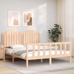 vidaXL Bed Frame Bed Base Platform Bed with Headboard Small Single Solid Wood - natural, 160 x 200 cm - Additional view 2
