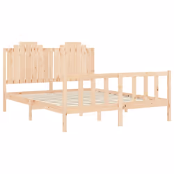vidaXL Bed Frame Bed Base Platform Bed with Headboard Small Single Solid Wood - natural, 160 x 200 cm - Additional view 4