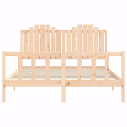 vidaXL Bed Frame Bed Base Platform Bed with Headboard Small Single Solid Wood - natural, 160 x 200 cm - Additional view 5