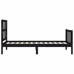 vidaXL Bed Frame Platform Bed with Headboard Black Small Single Solid Wood - black, 75 x 190 cm - Additional view 6