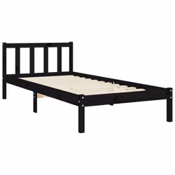 vidaXL Bed Frame Platform Bed with Headboard Black Small Single Solid Wood - black, 75 x 190 cm - Additional view 8