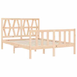 vidaXL Bed Frame Platform Bed with Headboard Black Small Single Solid Wood - brown, 140 x 190 cm - Additional view 4