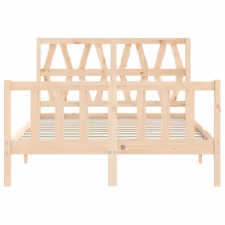 vidaXL Bed Frame Platform Bed with Headboard Black Small Single Solid Wood - brown, 140 x 190 cm - Additional view 5