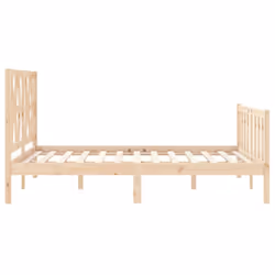 vidaXL Bed Frame Platform Bed with Headboard Black Small Single Solid Wood - brown, 140 x 190 cm - Additional view 6