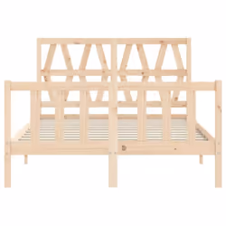 vidaXL Bed Frame Platform Bed with Headboard Black Small Single Solid Wood - brown, 140 x 200 cm - Additional view 5
