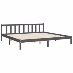 vidaXL Bed Frame Bed Base Platform Bed with Headboard Black Single Solid Wood - grey, 200 x 200 cm - Additional view 8