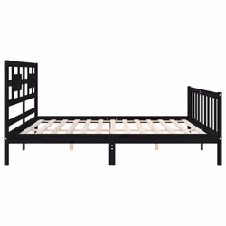 vidaXL Bed Frame Bed Base Platform Bed with Headboard Black Single Solid Wood - black, 200 x 200 cm - Additional view 6